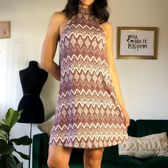 Dresses & Skirts - Tribal Print Spring Flowy Mock Neck Dress Casual Summer Outfit Size S
